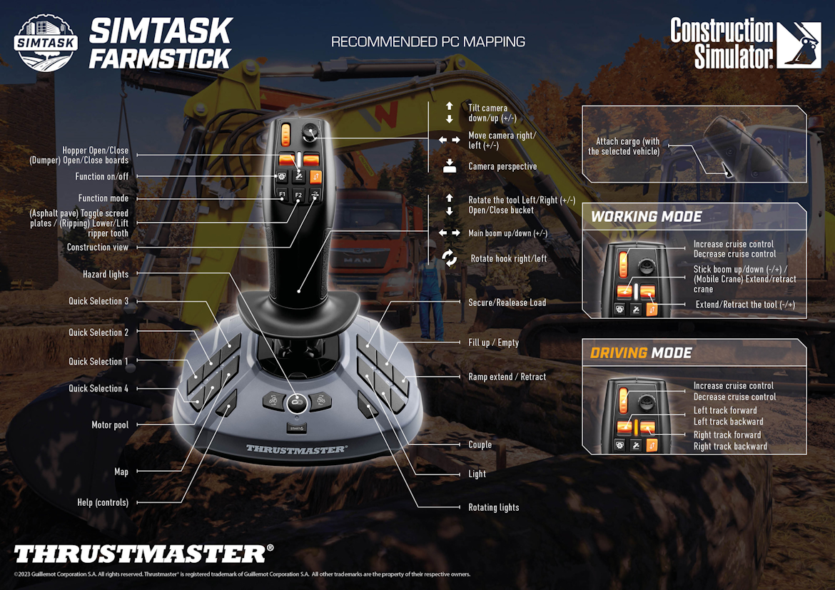 THRUSTMASTER SimTask FarmStick, 33 Programmable Action Buttons
